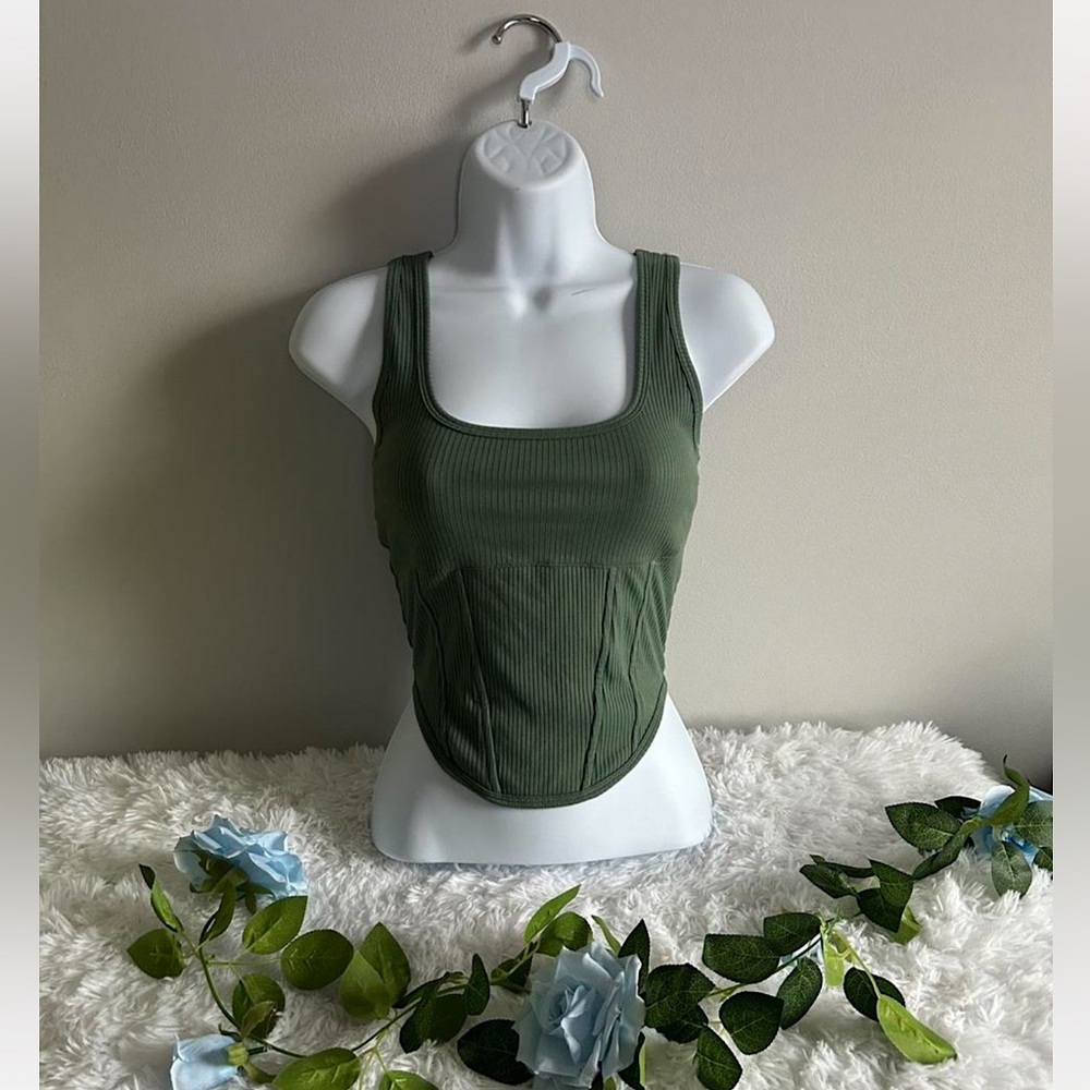 Victoria’s Secret PINK green corset tank top - size small